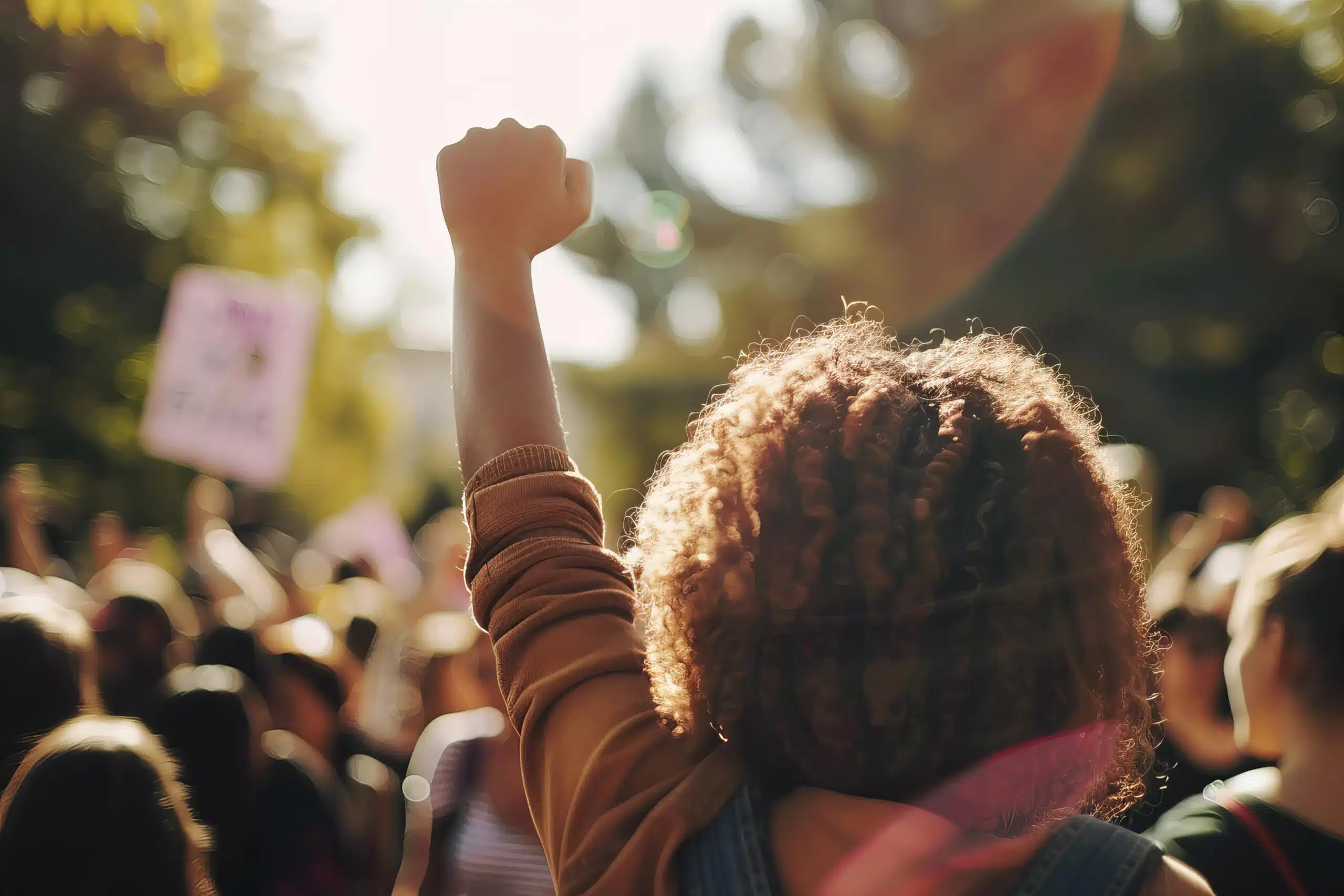 crowd of people campaigning